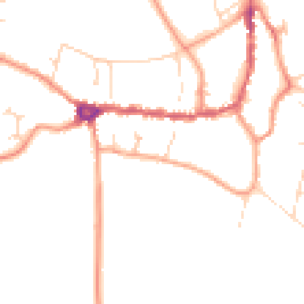 Daytime road noise heatmap for PE8 4DZ