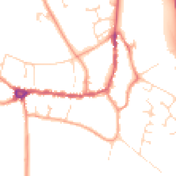 Daytime road noise heatmap for PE8 4EA