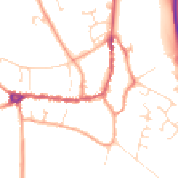 Daytime road noise heatmap for PE8 4EE