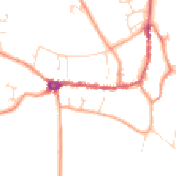Daytime road noise heatmap for PE8 4EF