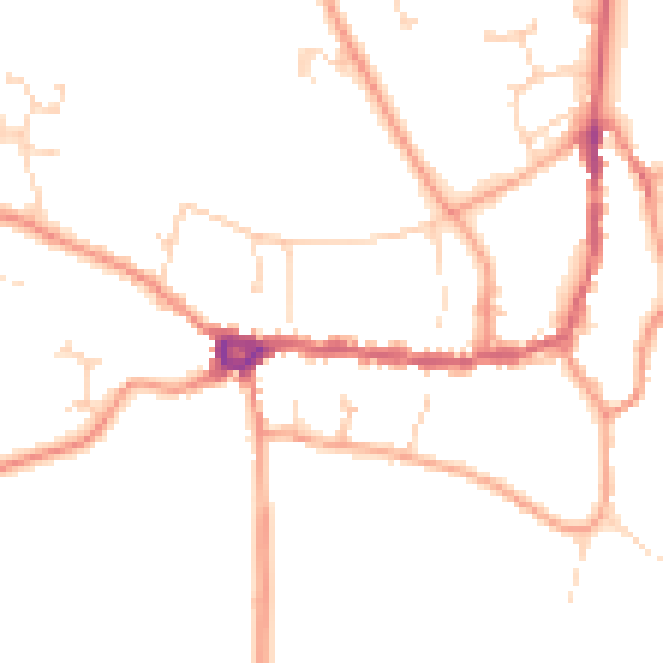 Daytime road noise heatmap for PE8 4EJ