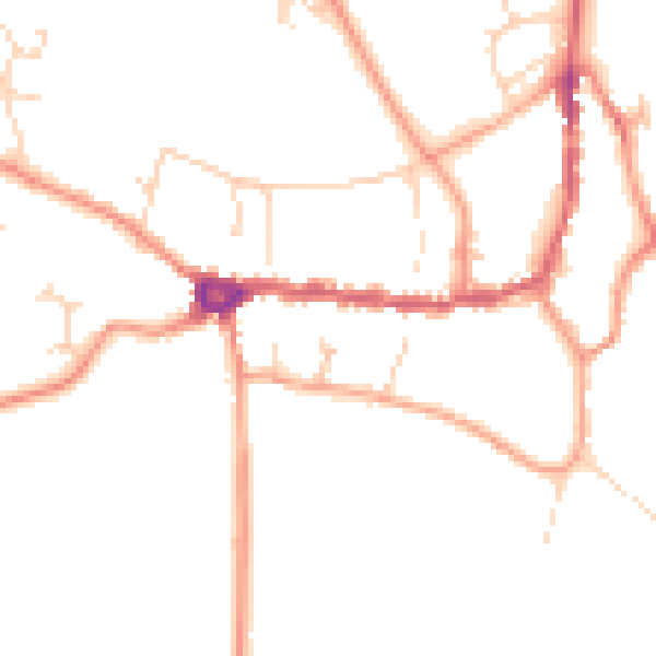 Daytime road noise heatmap for PE8 4ER