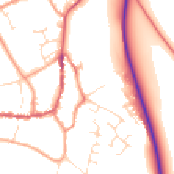 Daytime road noise heatmap for PE8 4EY
