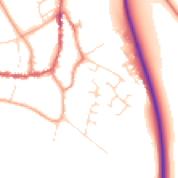Daytime road noise heatmap for PE8 4FD