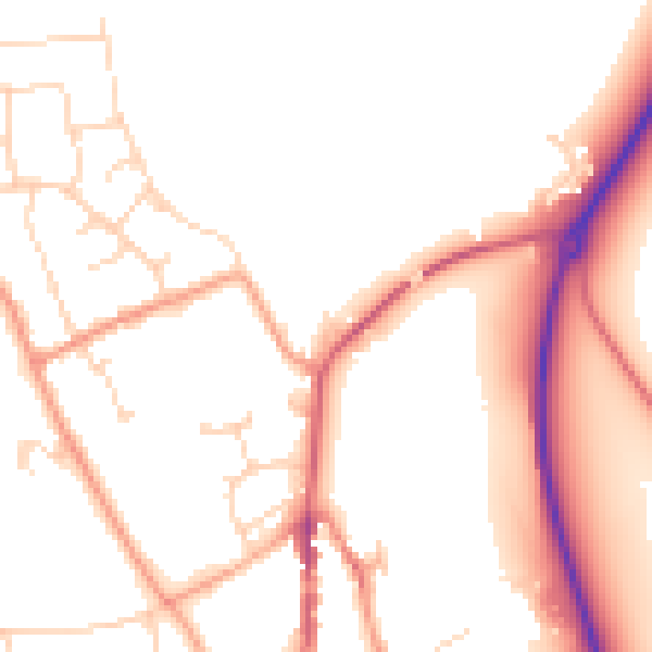 Daytime road noise heatmap for PE8 4FE