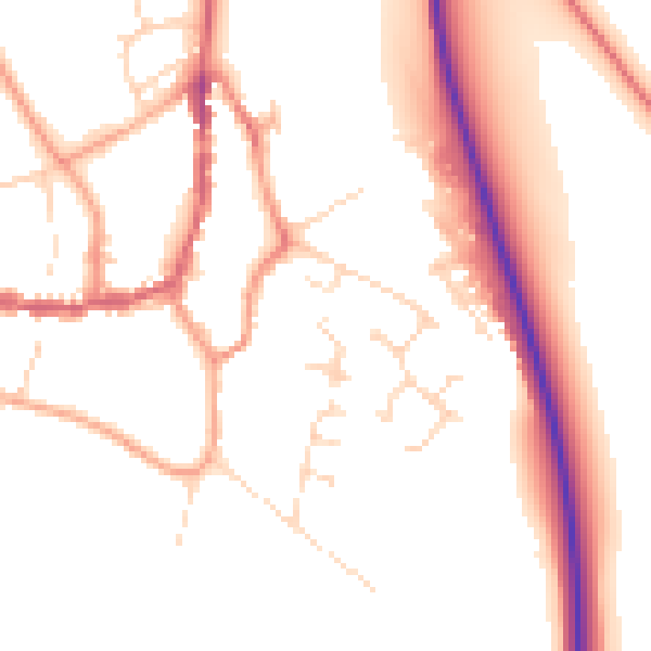 Daytime road noise heatmap for PE8 4FH