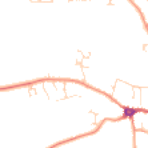Daytime road noise heatmap for PE8 4GD