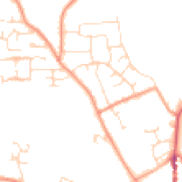 Daytime road noise heatmap for PE8 4JQ
