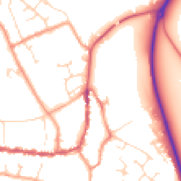 Daytime road noise heatmap for PE8 4NH