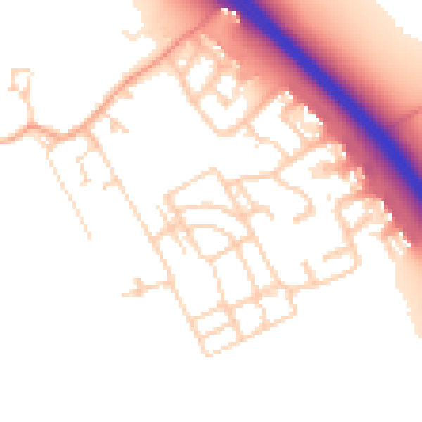 Daytime road noise heatmap for PE8 6AW