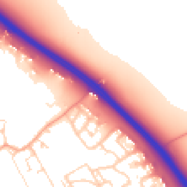 Daytime road noise heatmap for PE8 6DF