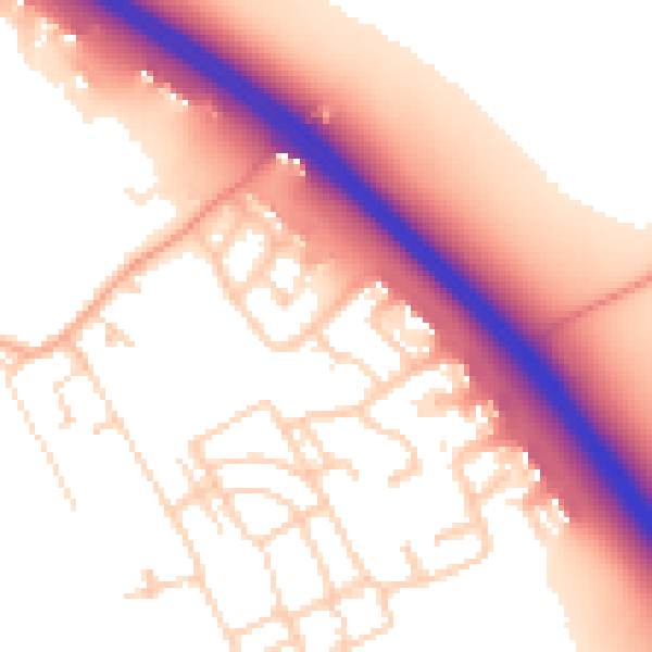 Daytime road noise heatmap for PE8 6DG