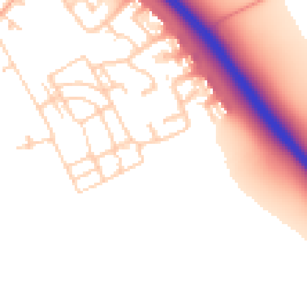Daytime road noise heatmap for PE8 6EZ