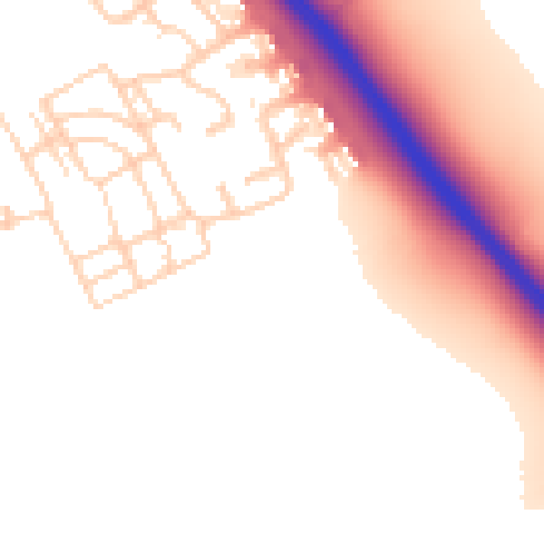 Daytime road noise heatmap for PE8 6FF