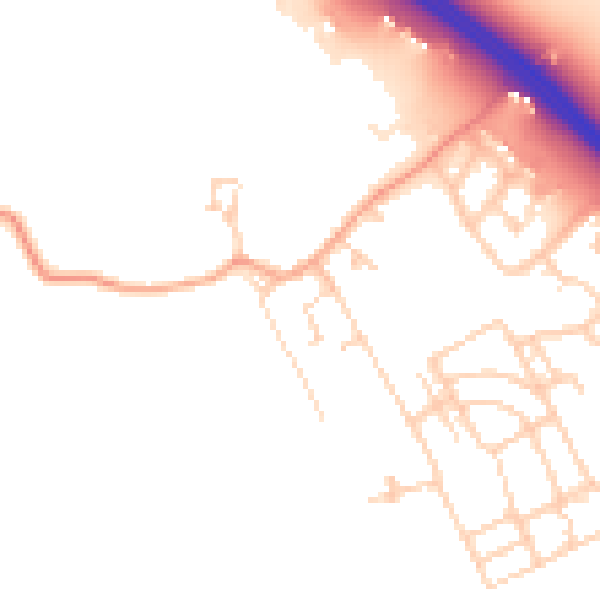 Daytime road noise heatmap for PE8 6HQ