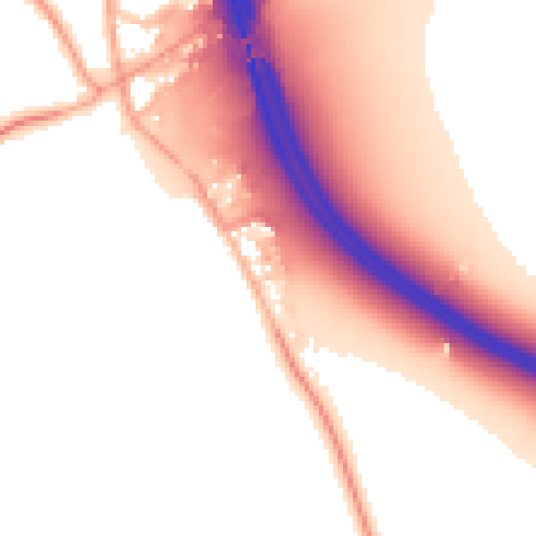 Daytime road noise heatmap for PE8 6JF