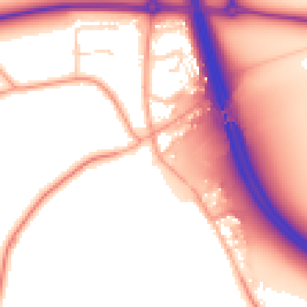 Daytime road noise heatmap for PE8 6JH