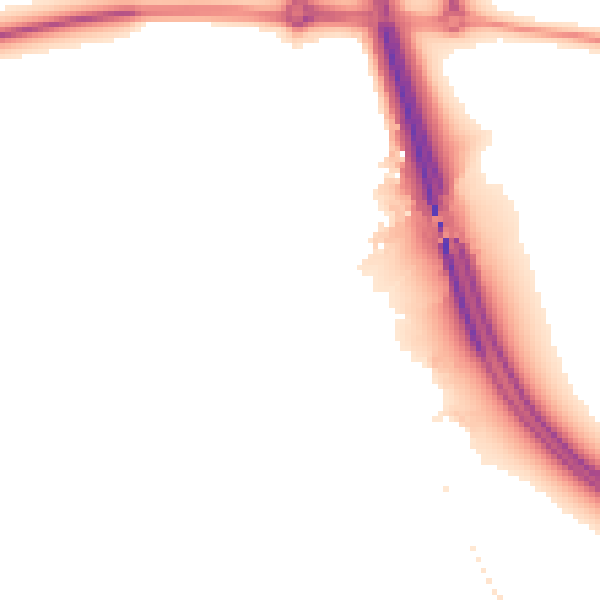 Night-time road noise heatmap for PE8 6JH