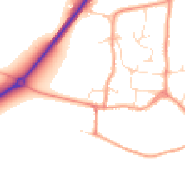 Daytime road noise heatmap for PE8 6TP