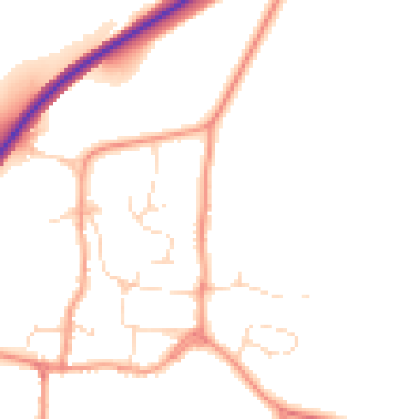 Daytime road noise heatmap for PE8 6TT