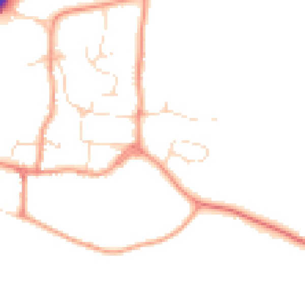 Daytime road noise heatmap for PE8 6UH
