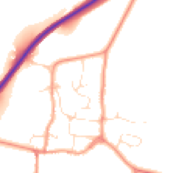Daytime road noise heatmap for PE8 6WF