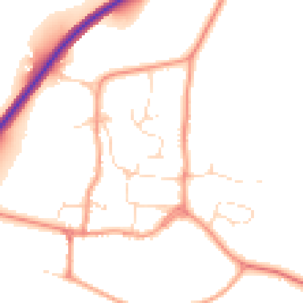 Daytime road noise heatmap for PE8 6WJ