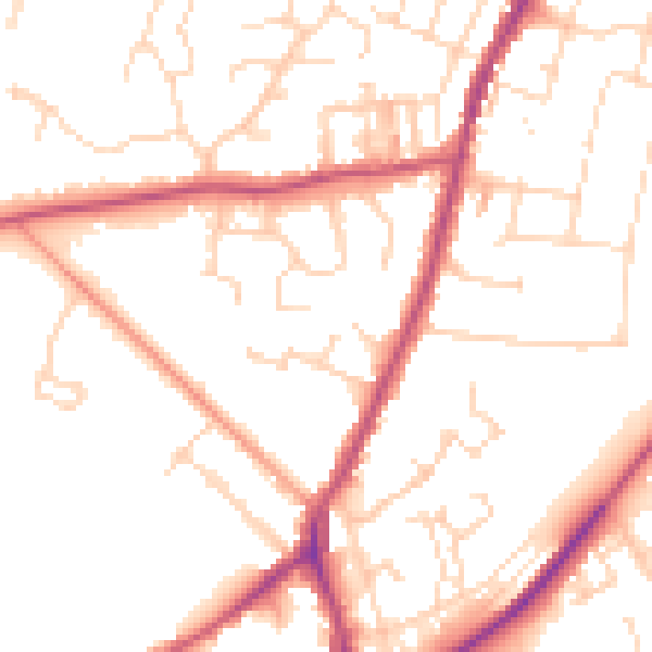 Daytime road noise heatmap for PE8 6YP