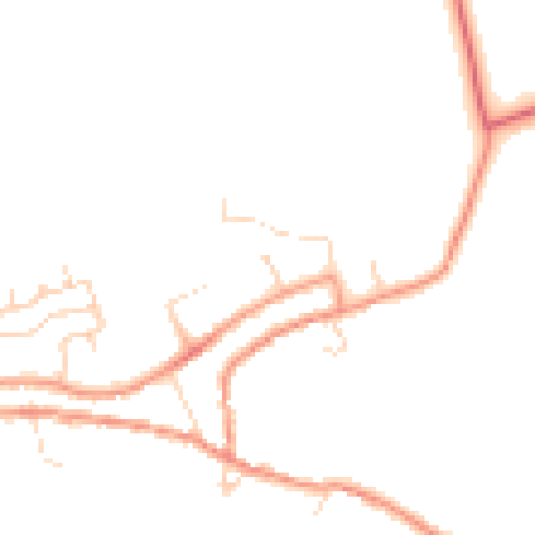 Daytime road noise heatmap for PE8 6YQ