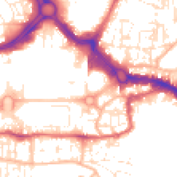 Daytime road noise heatmap for PL1 1AE