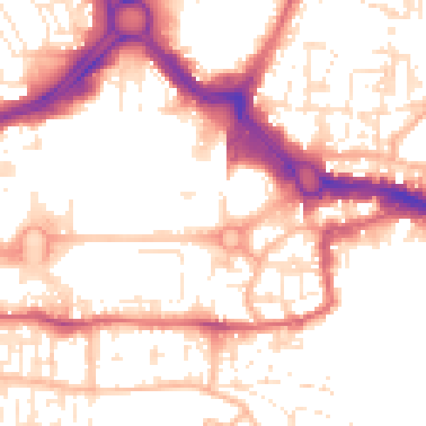 Daytime road noise heatmap for PL1 1DA