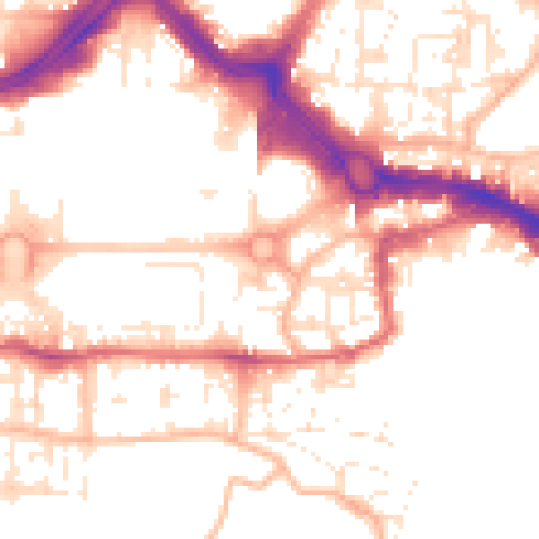 Daytime road noise heatmap for PL1 1DN