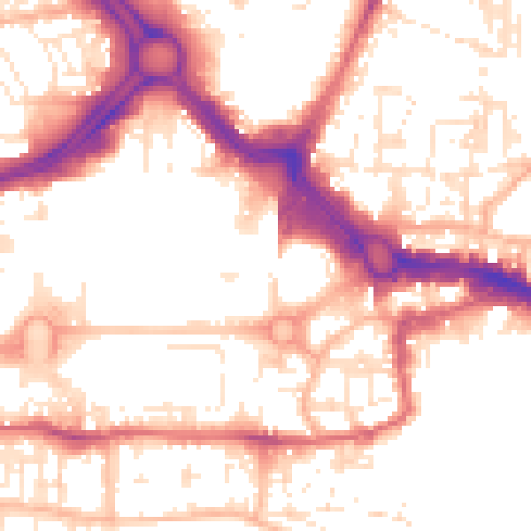 Daytime road noise heatmap for PL1 1DQ