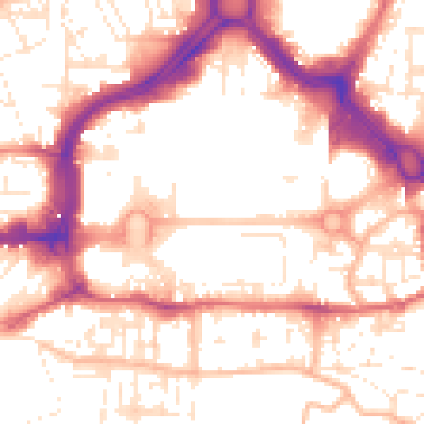 Daytime road noise heatmap for PL1 1DZ