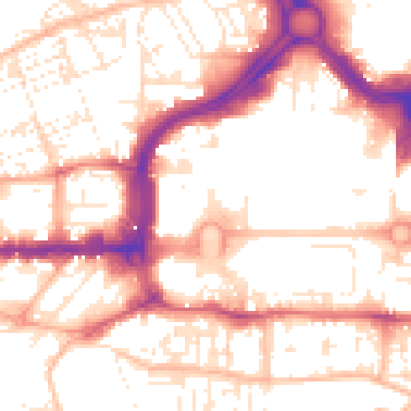 Daytime road noise heatmap for PL1 1ET