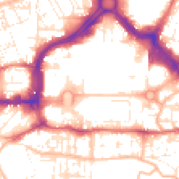 Daytime road noise heatmap for PL1 1EW