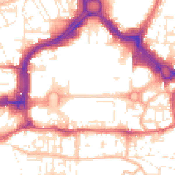 Daytime road noise heatmap for PL1 1HH