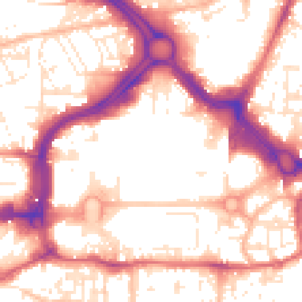 Daytime road noise heatmap for PL1 1HX