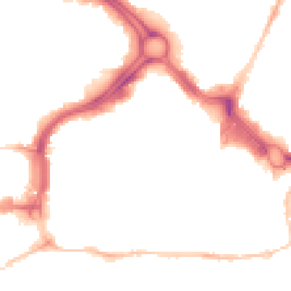 Night-time road noise heatmap for PL1 1HX