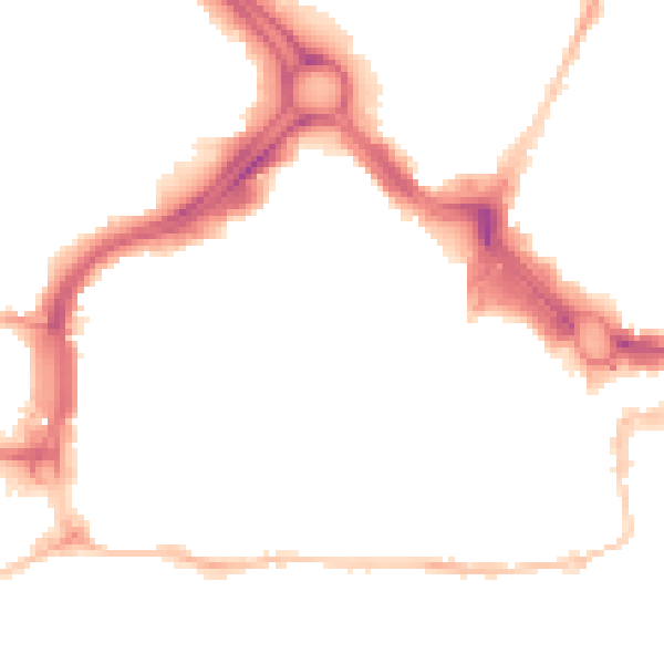 Night-time road noise heatmap for PL1 1LA