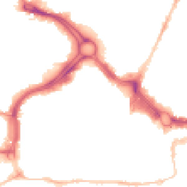 Night-time road noise heatmap for PL1 1LB