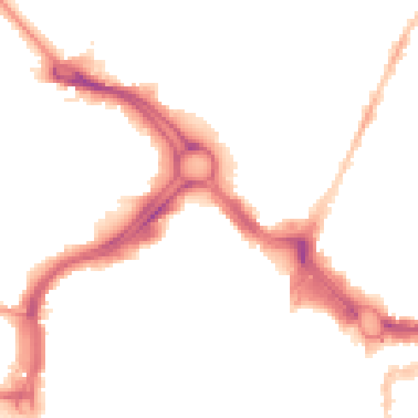 Night-time road noise heatmap for PL1 1LD