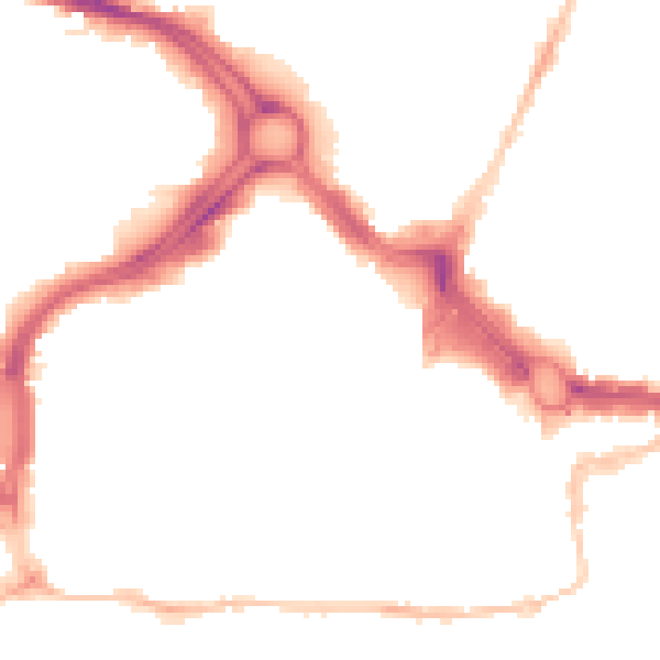 Night-time road noise heatmap for PL1 1LP