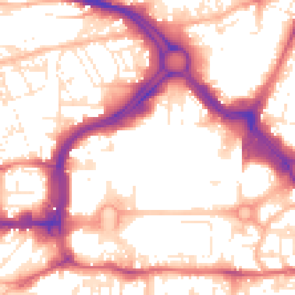 Daytime road noise heatmap for PL1 1LR