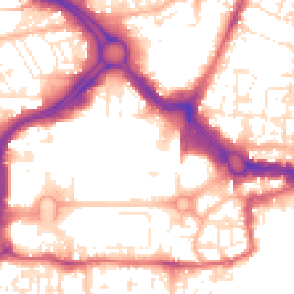 Daytime road noise heatmap for PL1 1NL