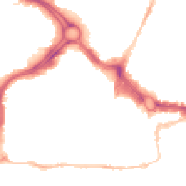 Night-time road noise heatmap for PL1 1NL