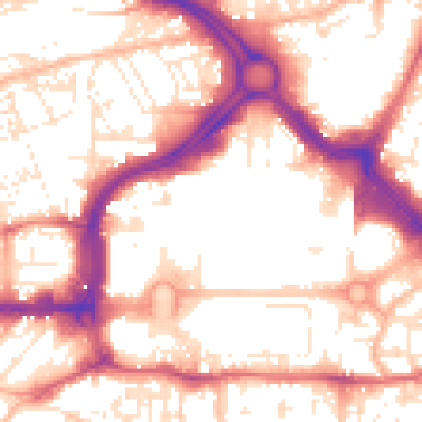 Daytime road noise heatmap for PL1 1NS