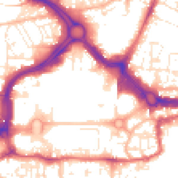 Daytime road noise heatmap for PL1 1NW