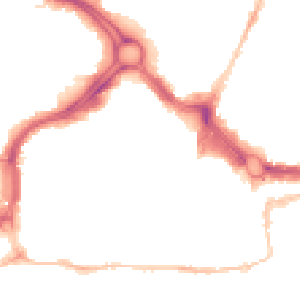 Night-time road noise heatmap for PL1 1NW