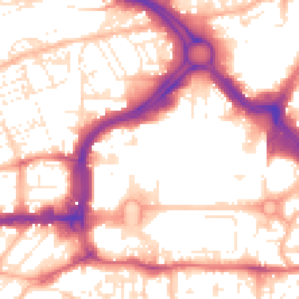 Daytime road noise heatmap for PL1 1NX